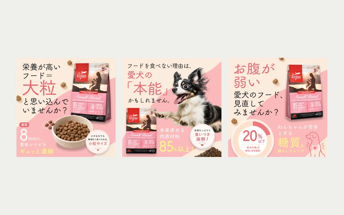 ORIJEN スモールブリード SNS広告のデザイン